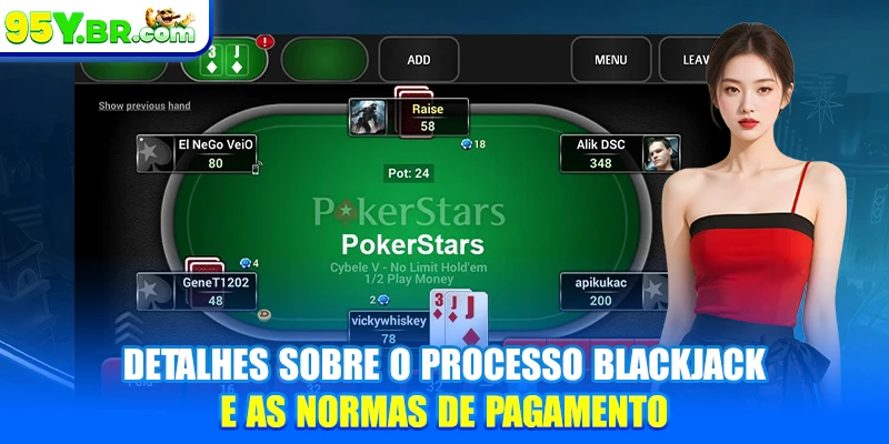 Detalhes sobre o processo blackjack e as normas de pagamento